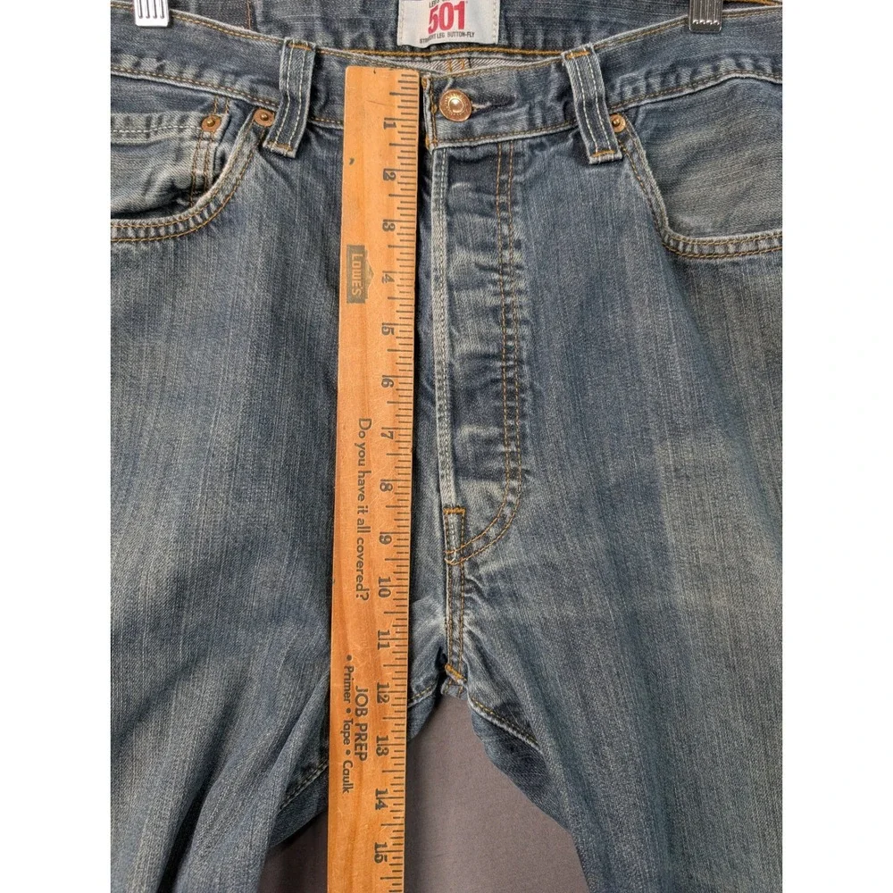 Levis 501 Original Straight Leg Button Fly Blue Jeans Mens 36x34